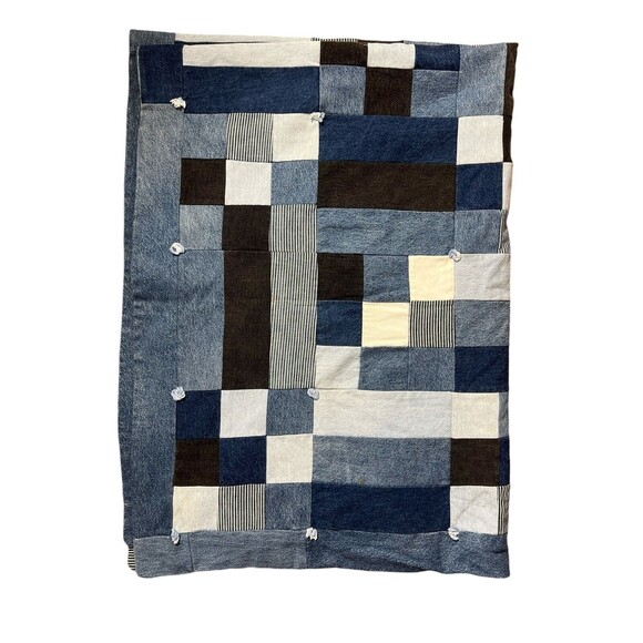 Vtg Levi Blanket Patchwork Jeans Blanket Upcycled Custom ONE OF A KIND - Picture 13 of 16